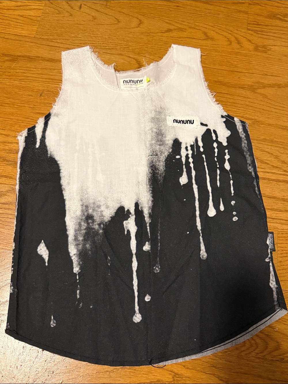 Kids - Nununu Black & White Paint Drip Tank Top